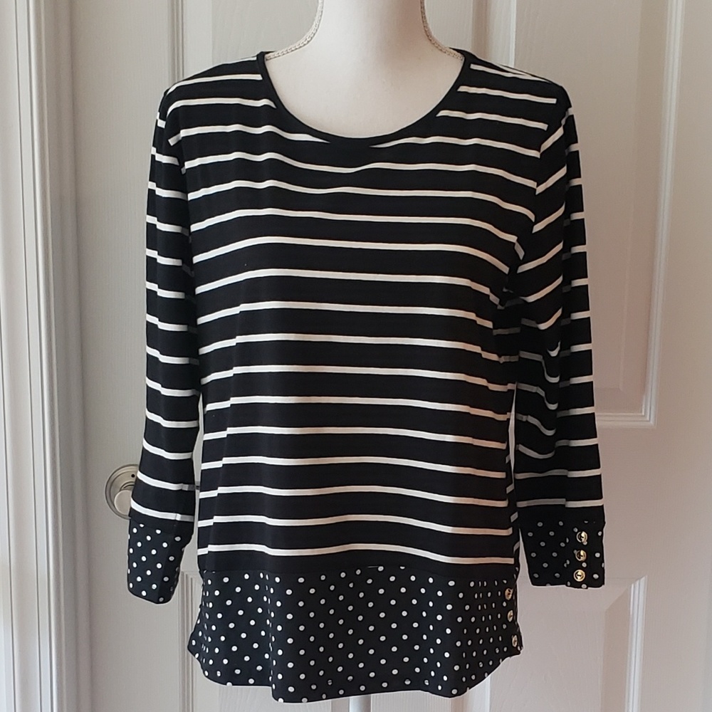3/4 Sleeve Stripe Dot Knit Top (Wantable)